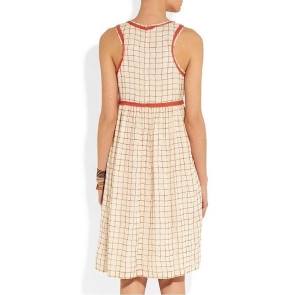 Anthropologie Vineet Bahl Stitched Avani Embroidered Detail Dress Cream Red SP - Picture 5 of 16